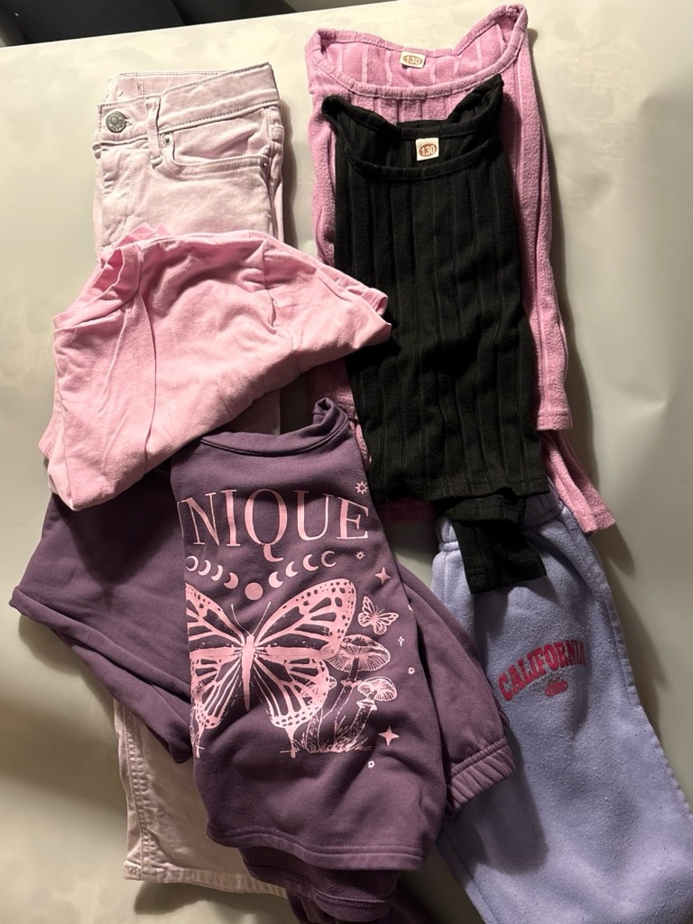 J. Crew Girls Pink & Purple Butterfly Graphic Sweatshirt Bundle